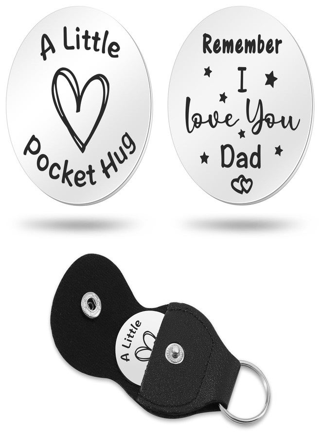 Keniot Pocket Hug Token Gift for Women Men Boy Girl Relationship Keychain Double Sided Inspirational Gift with PU Leather (Dad Gifts) - Image 1